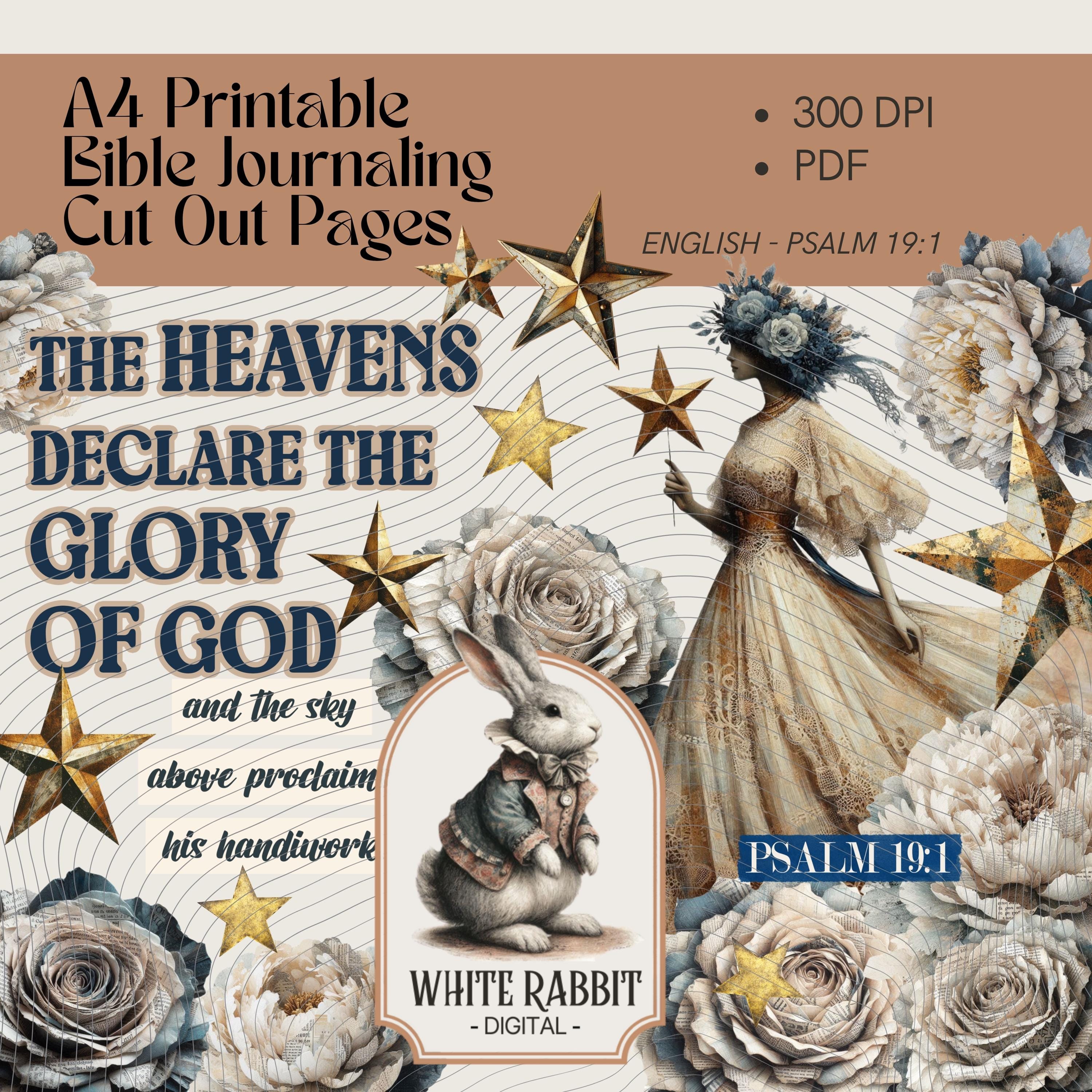 The heavens declare the Glory of God Bible Journal Page | Golden Stars, Psalm 19:1 (PDF)