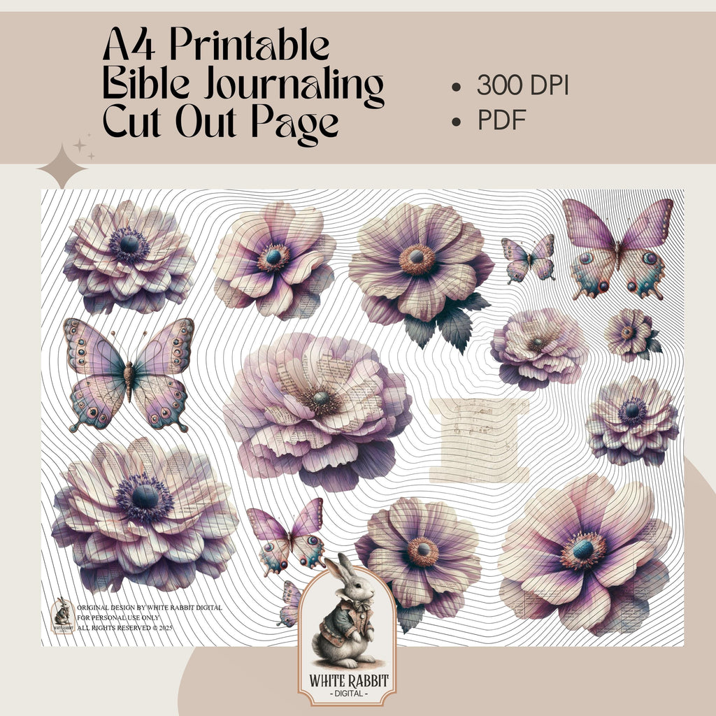 Vintage Purple Bible Journal Double Page | Light to my Path, Psalm 119:105 (PDF)