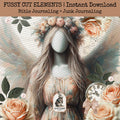 Clip Art - Bible Journaling - Fussy Cut Elements - Junk Journaling - Vintage Peach Roses Faceless Angel