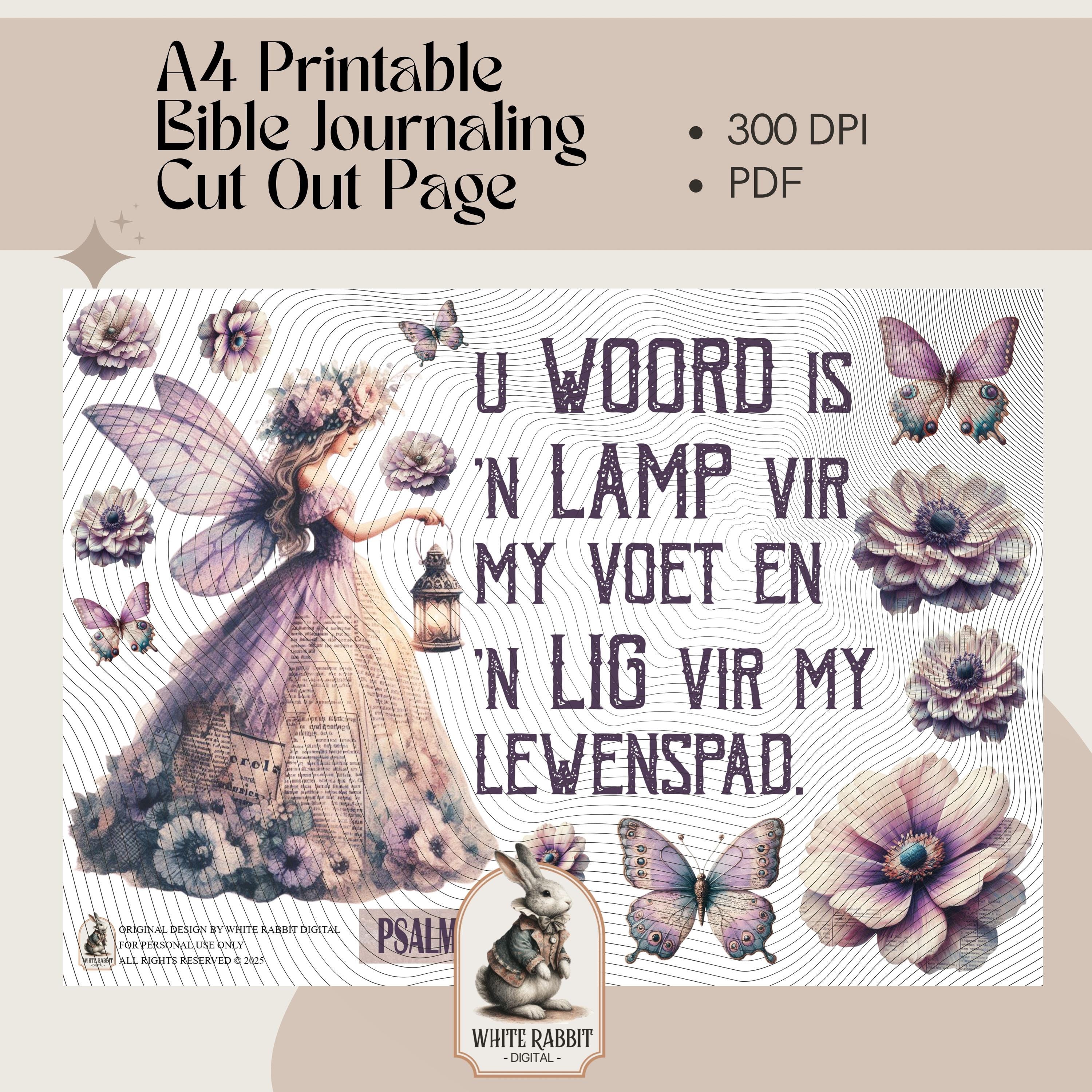 Afrikaans - Purple Bible Journal Double Page | Light to my Path, Psalm 119:105 (PDF)