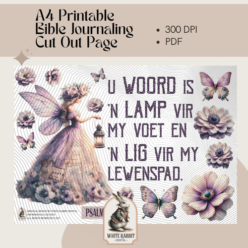 Afrikaans - Purple Bible Journal Double Page | Light to my Path, Psalm 119:105 (PDF)