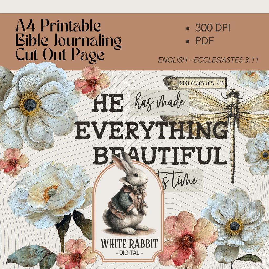 Floral Bible Verse Art Printable | Ecclesiastes 3:11 (PDF)