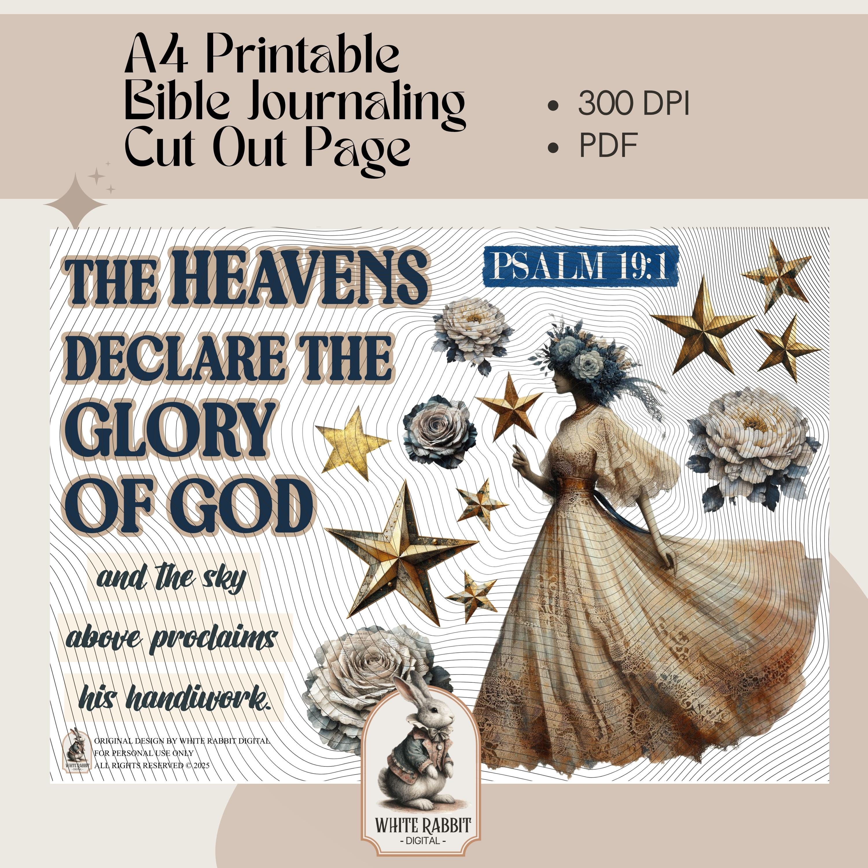 The heavens declare the Glory of God Bible Journal Page | Golden Stars, Psalm 19:1 (PDF)