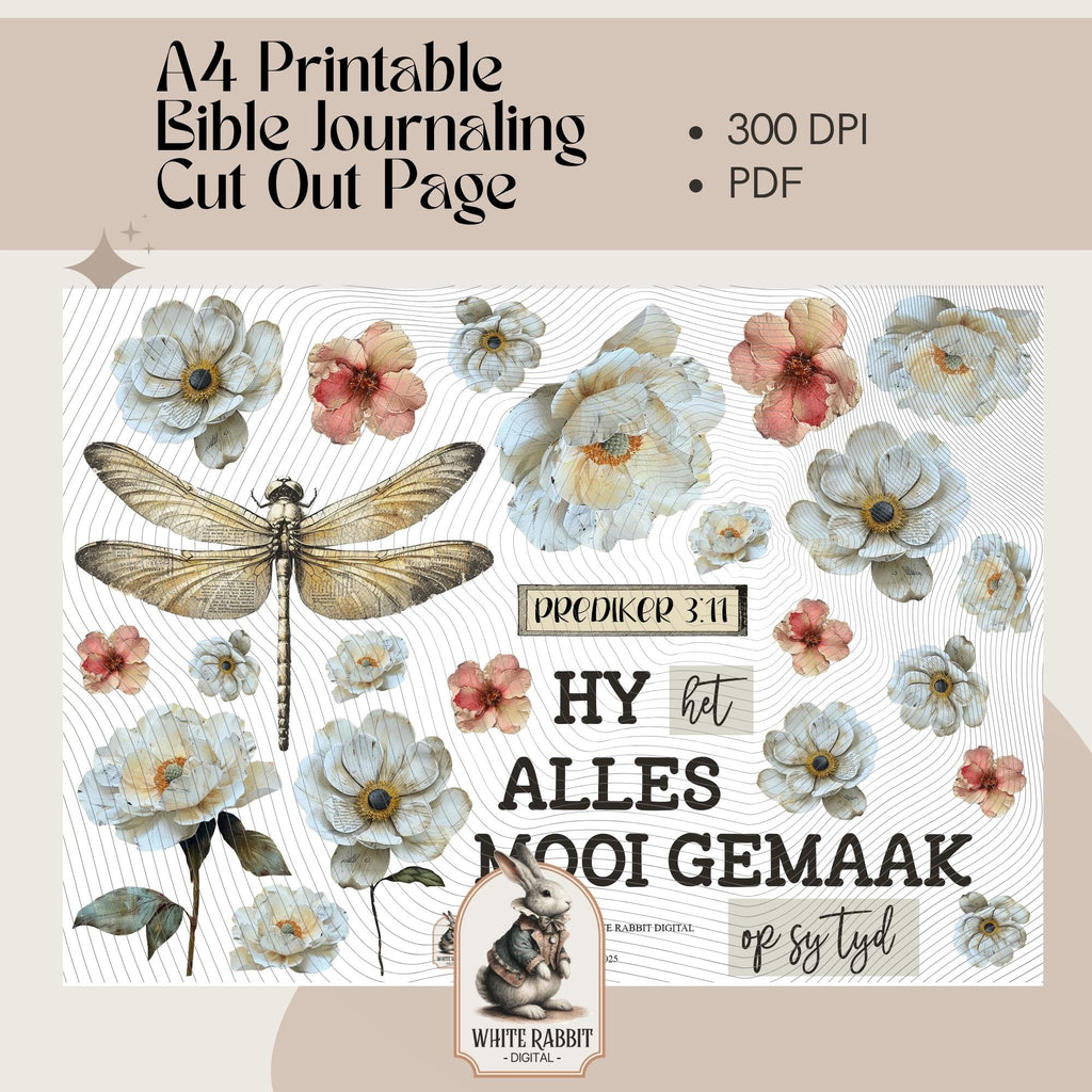 Floral Bible Verse Printable | Afrikaans Scripture Art (Digital Download)