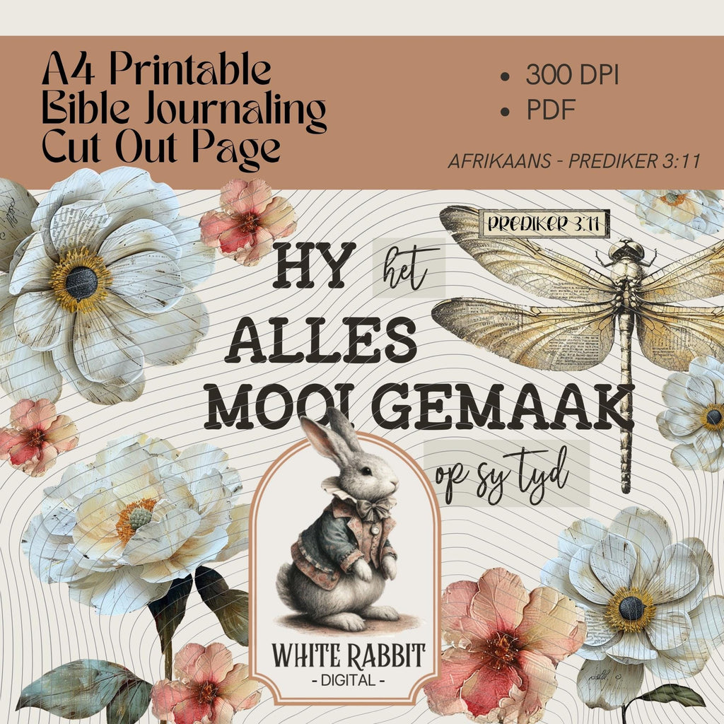 Floral Bible Verse Printable | Afrikaans Scripture Art (Digital Download)