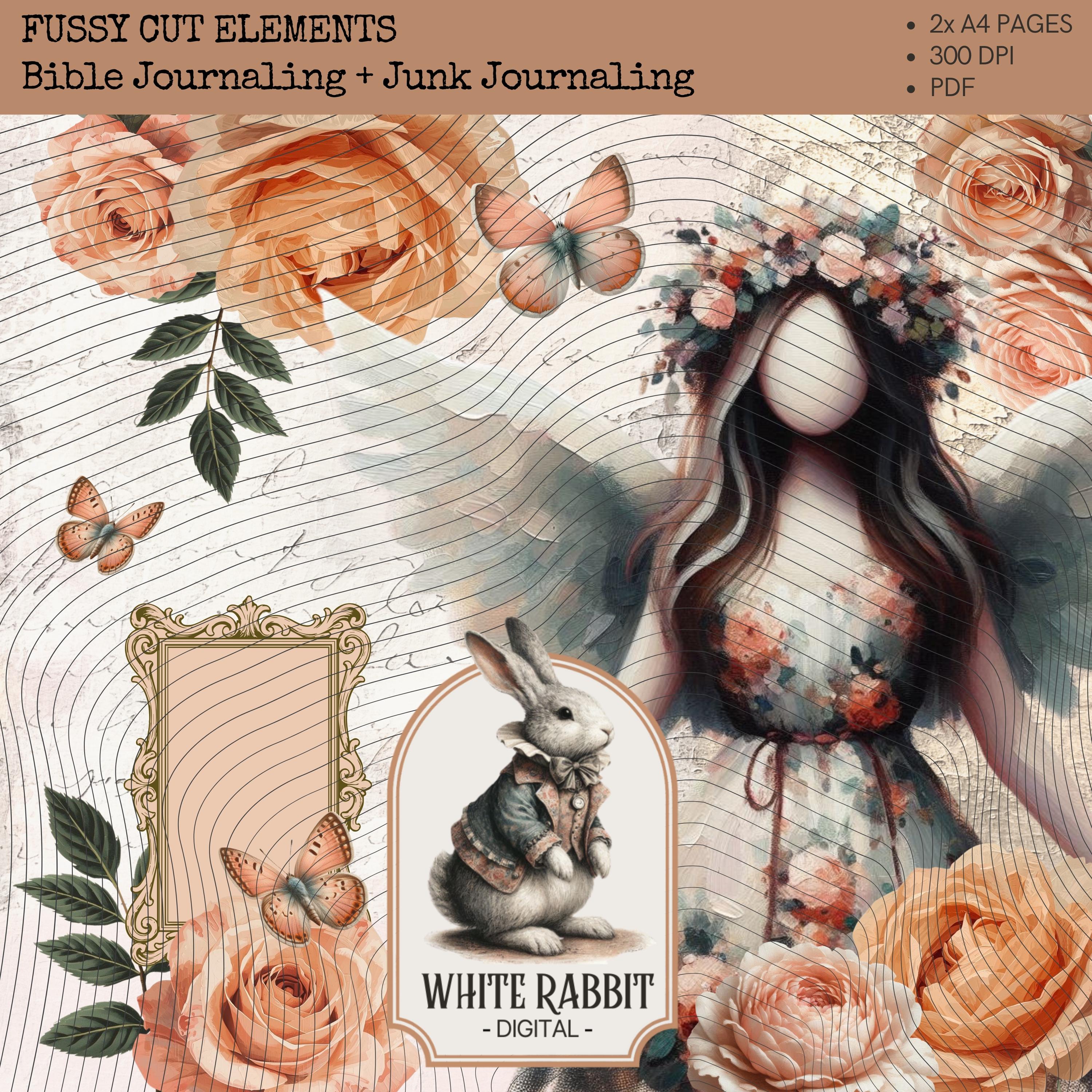 Clip Art for Bible Journaling - Fussy Cut Elements Junk Journaling - Vintage Roses Faceless Lady