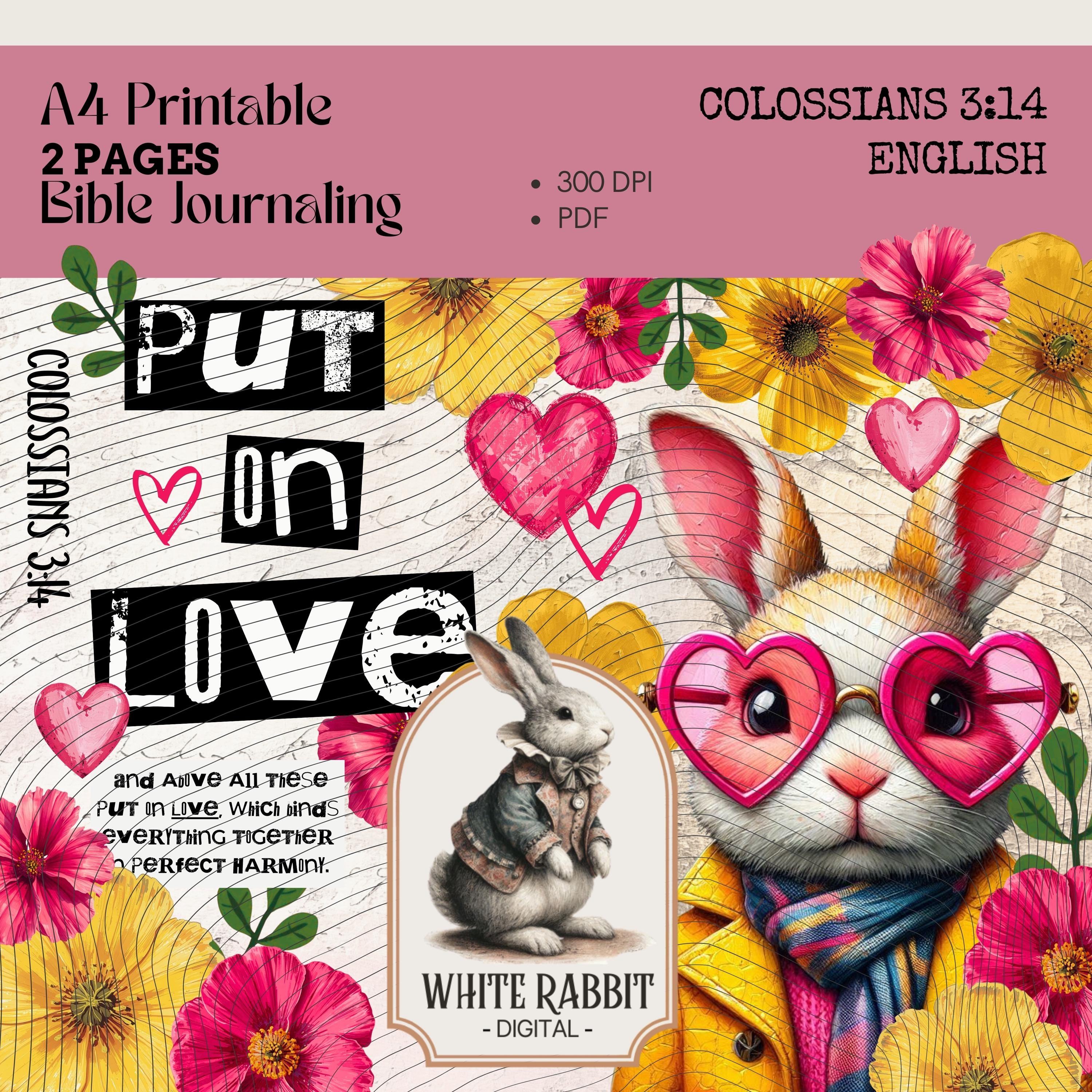 Bible Journaling- Colossians 3:14 - Put On Love  - Digital File PDF - Printable