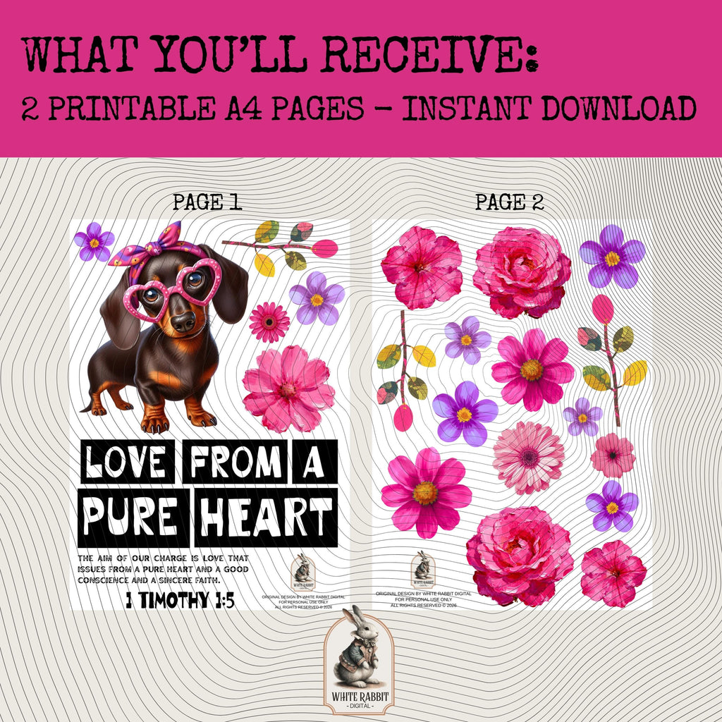 Bible Journaling Kit | 1 Timothy 1:5 - Love from a Pure Heart  | Instant Download (PDF)