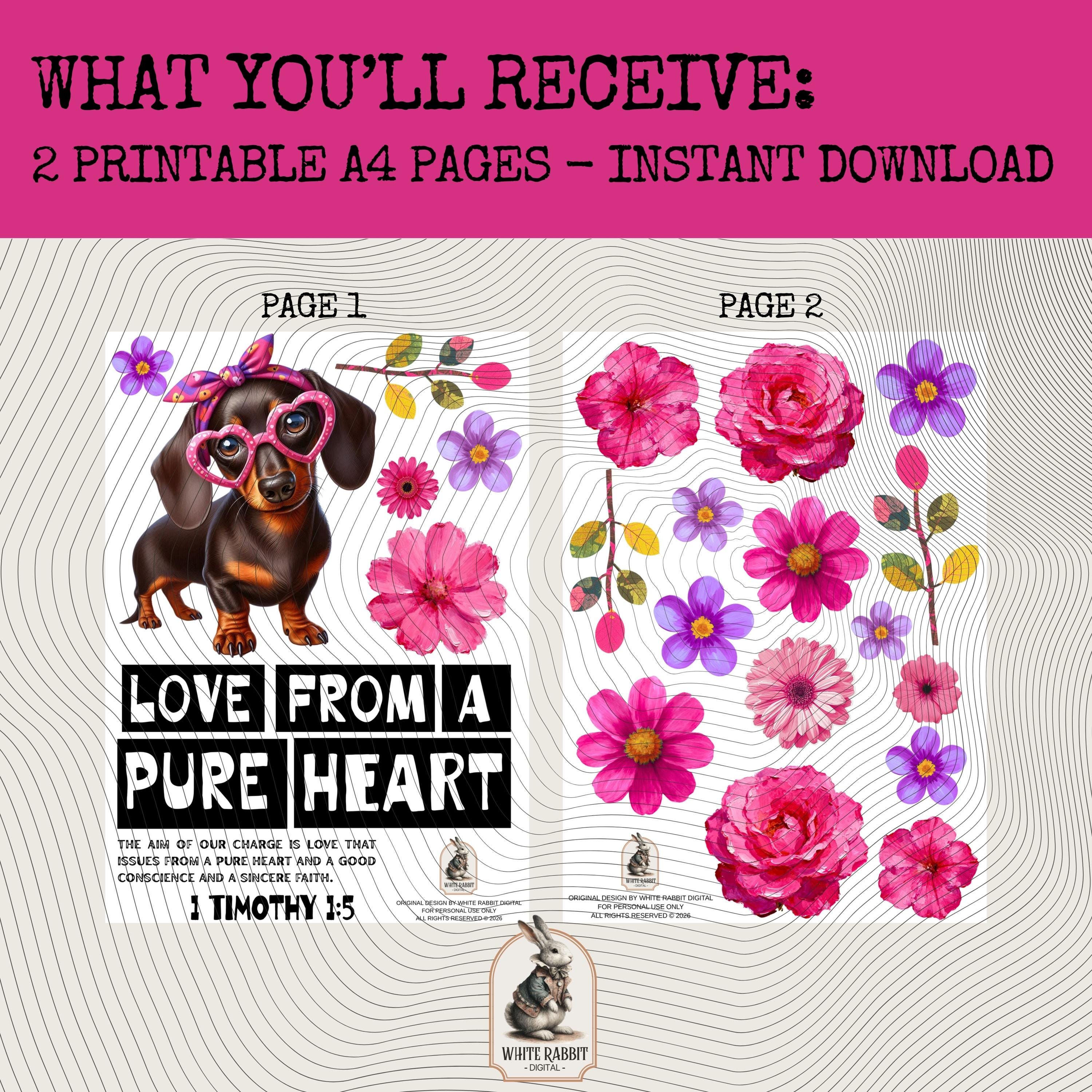 Bible Journaling Kit | 1 Timothy 1:5 - Love from a Pure Heart  | Instant Download (PDF)