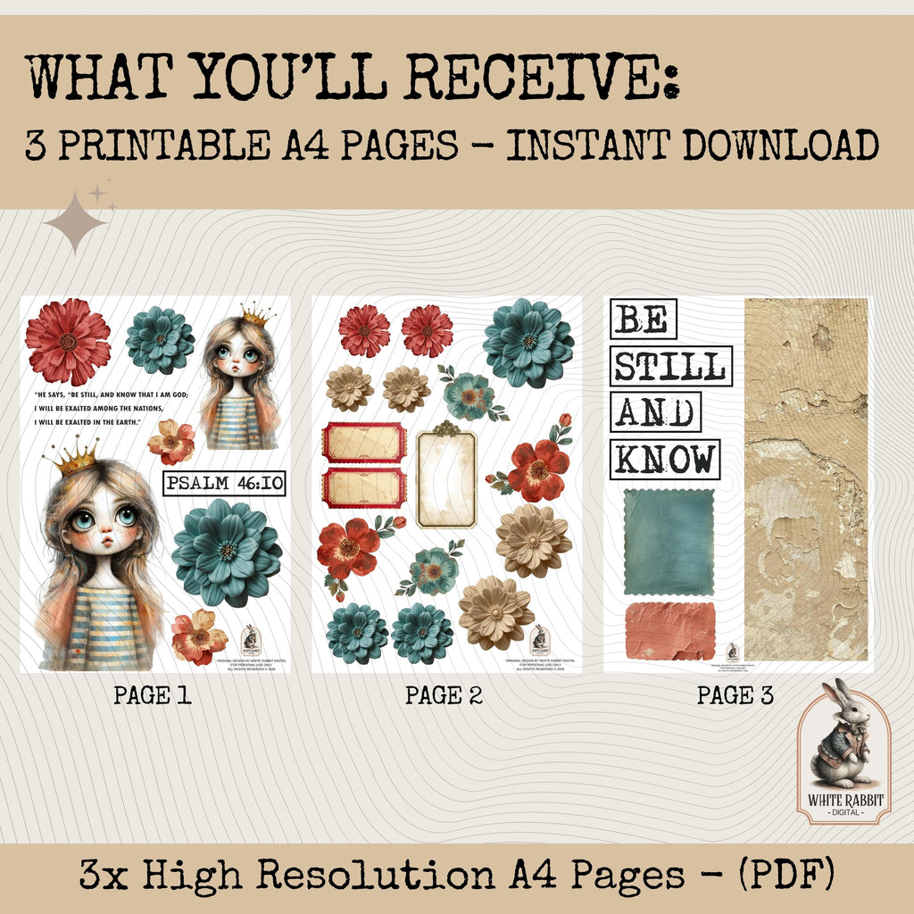 Psalm 46:10 Printable Bible Journaling Verse Kit | Be Still and Know | Instant Download