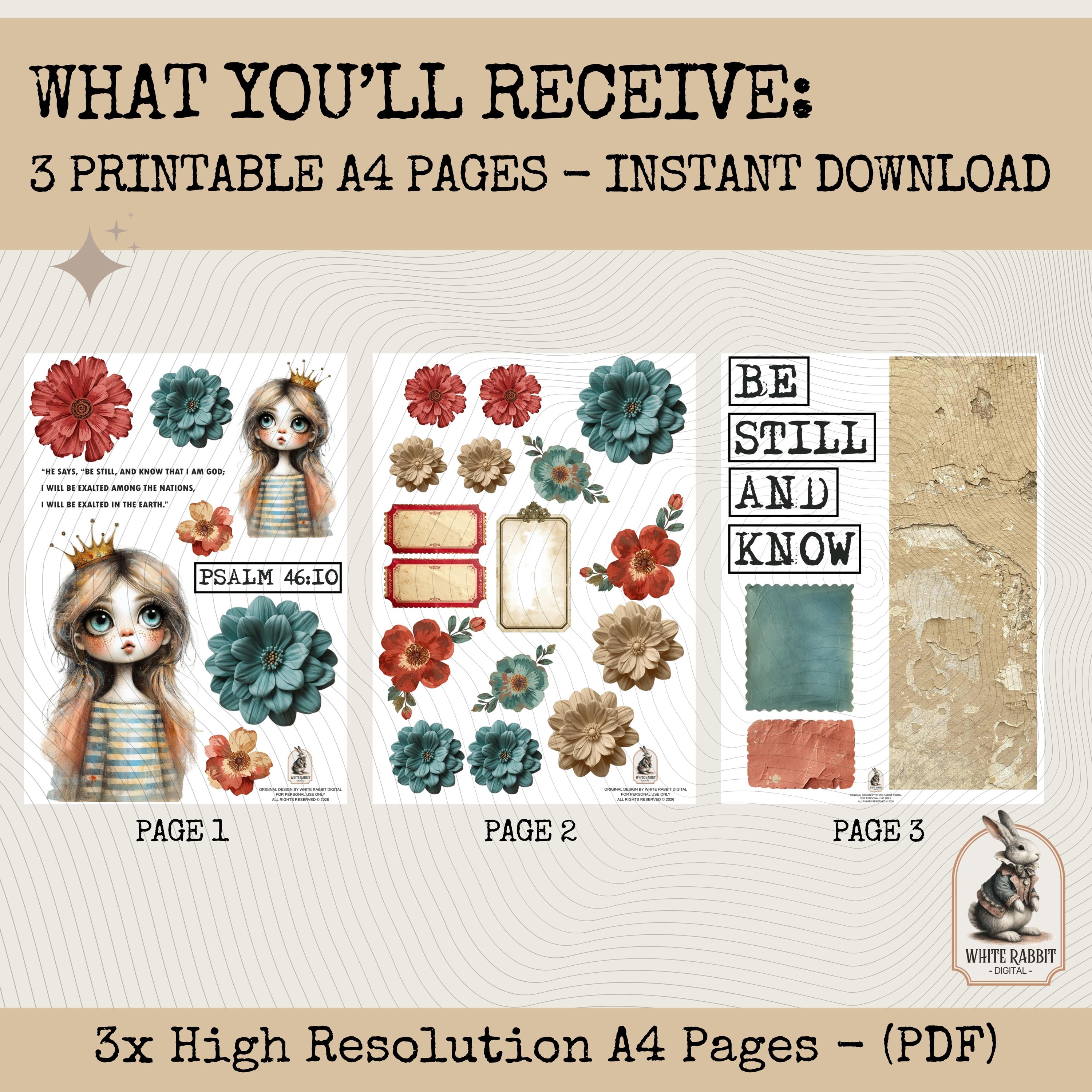 Psalm 46:10 Printable Bible Journaling Verse Kit | Be Still and Know | Instant Download