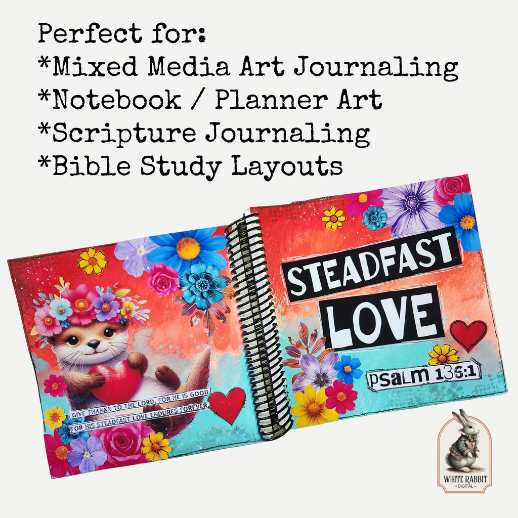 Bible Journaling Kit | Psalm 136:1 - Steadfast Love | Sweet Otter Design | Instant Download