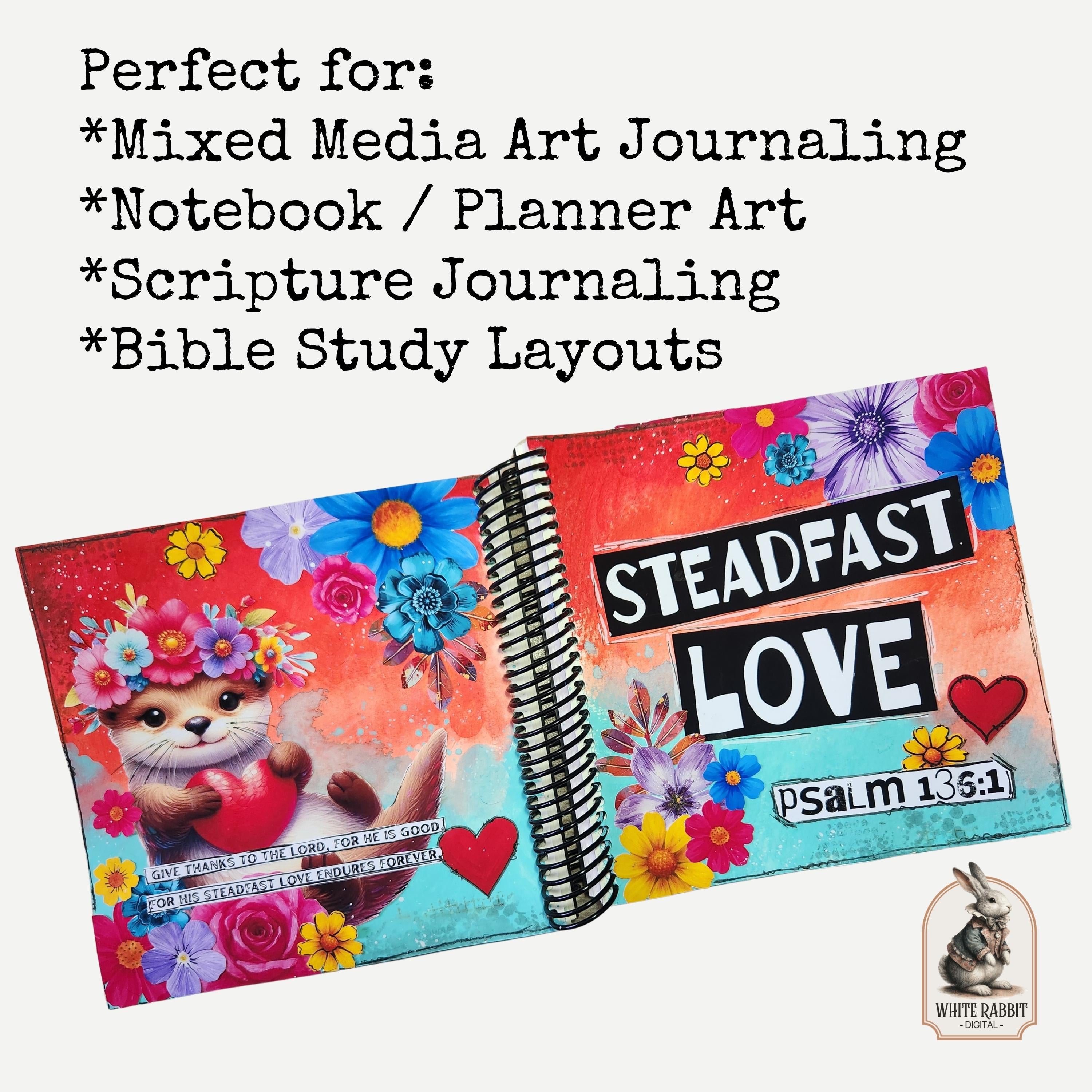 Bible Journaling Kit | Psalm 136:1 - Steadfast Love | Sweet Otter Design | Instant Download