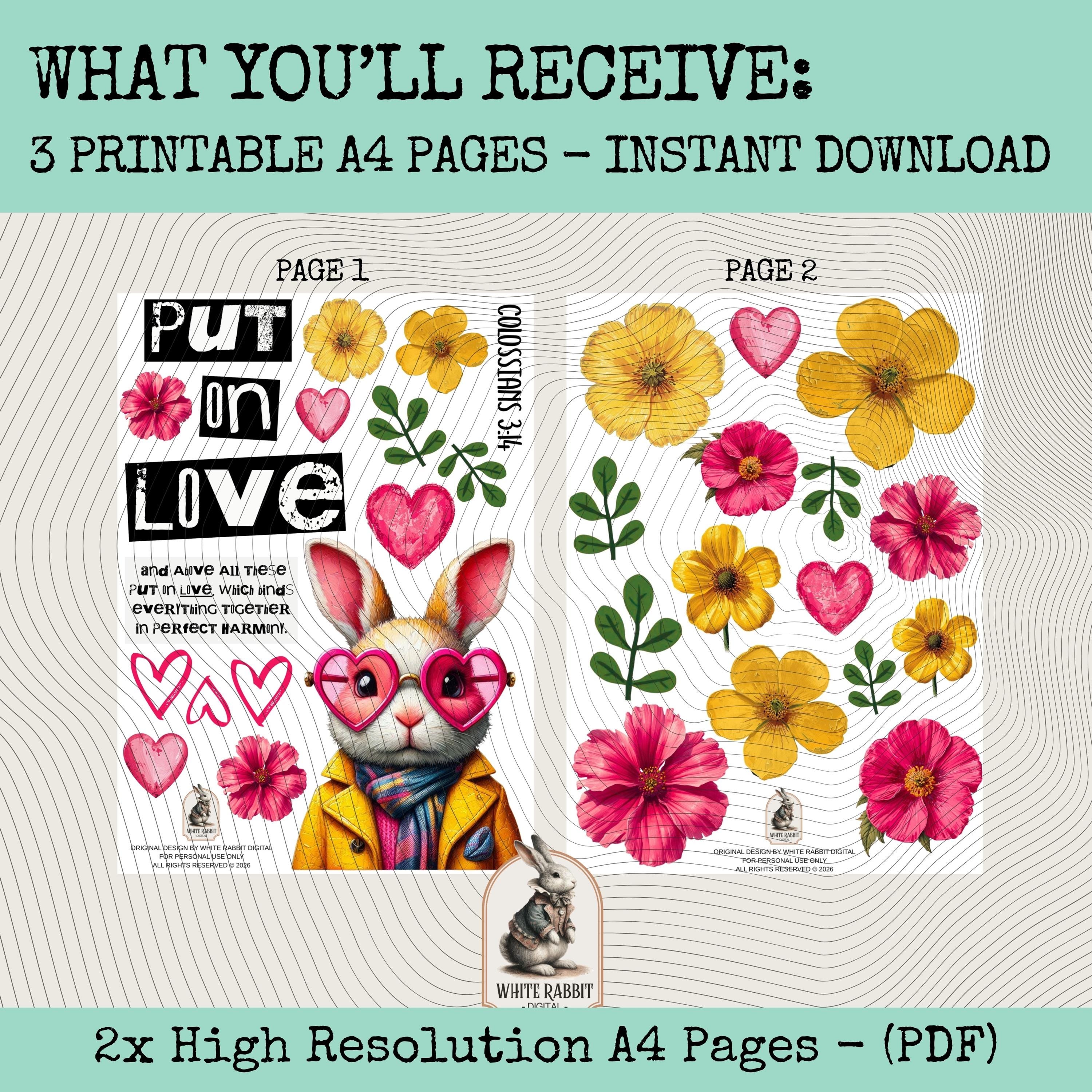 Bible Journaling Kit | Colossians 3:14 - Put On Love  | Instant Download (PDF)