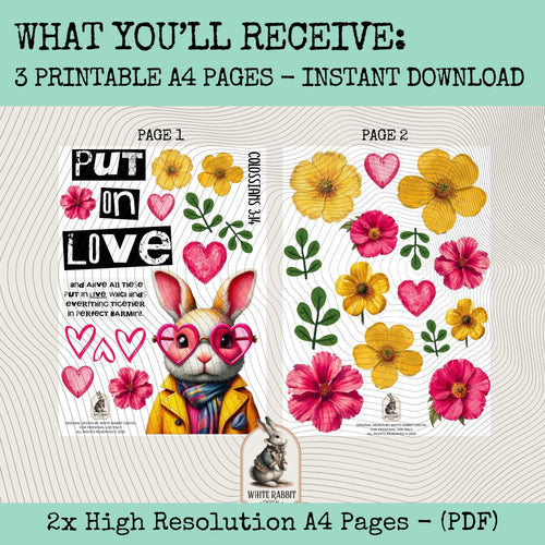 Bible Journaling Kit | Colossians 3:14 - Put On Love  | Instant Download (PDF)