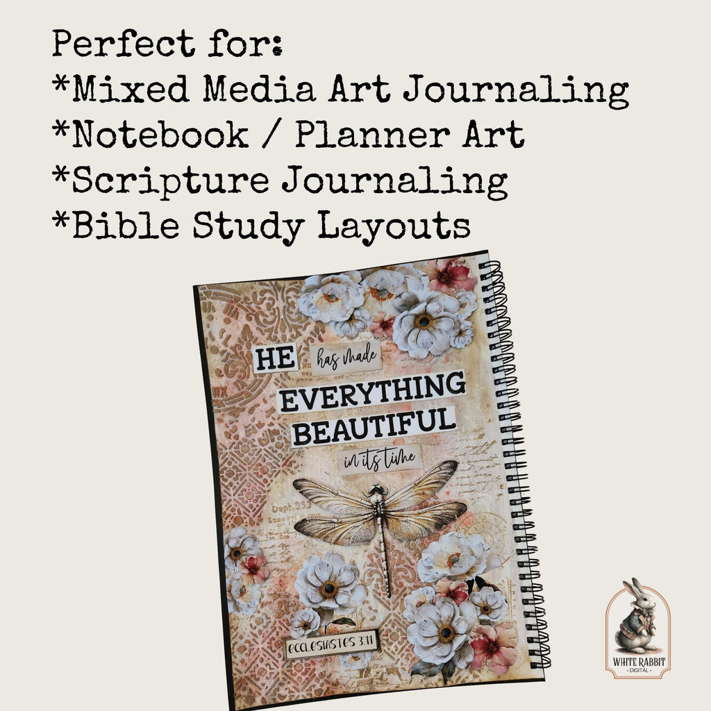 Dragonfly and Floral Bible Journaling Page | Ecclesiastes 3:11 | Instant Download (PDF)