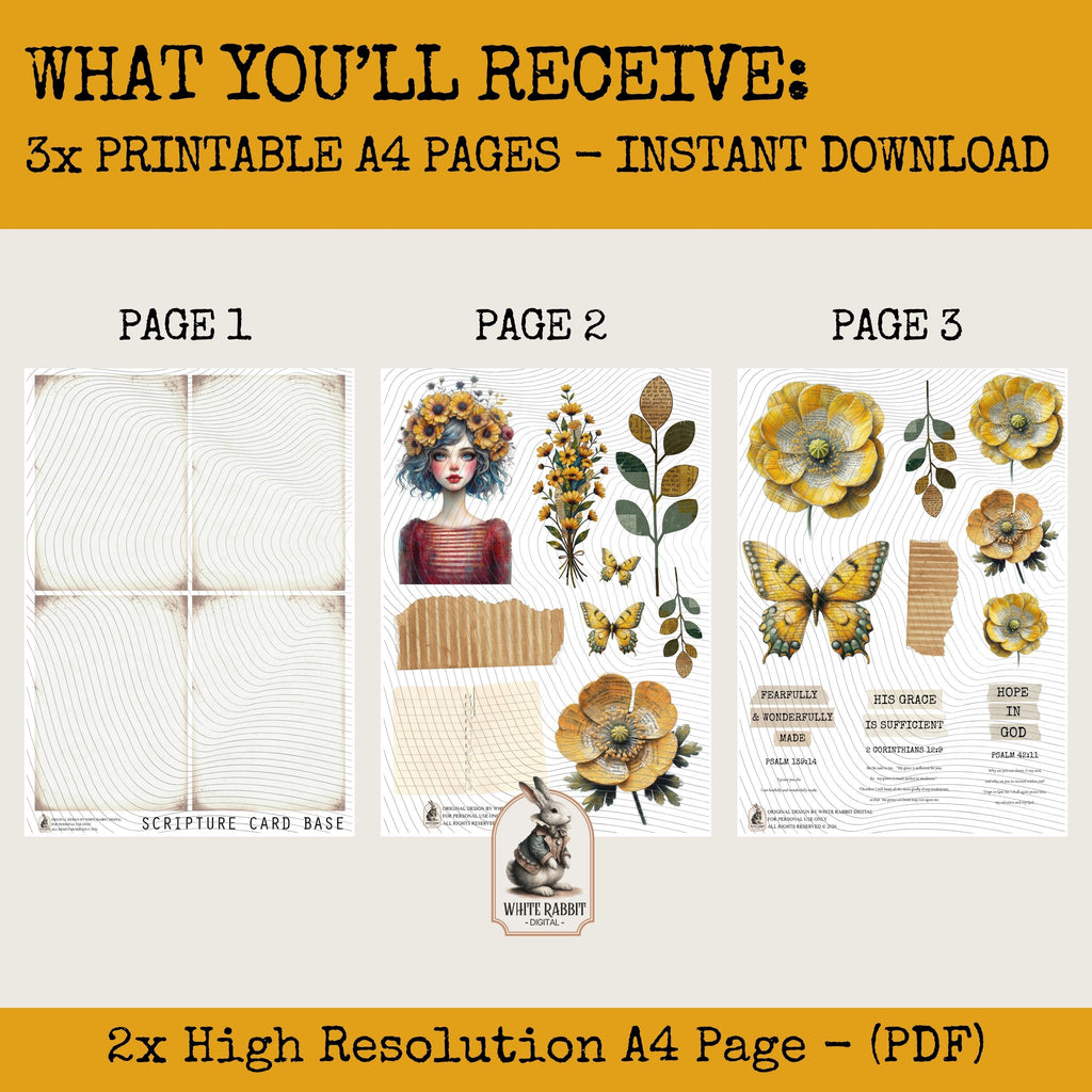 Scripture Cards Kit 1 - Instant Download - Fussy Cut Elements for Mixed Media