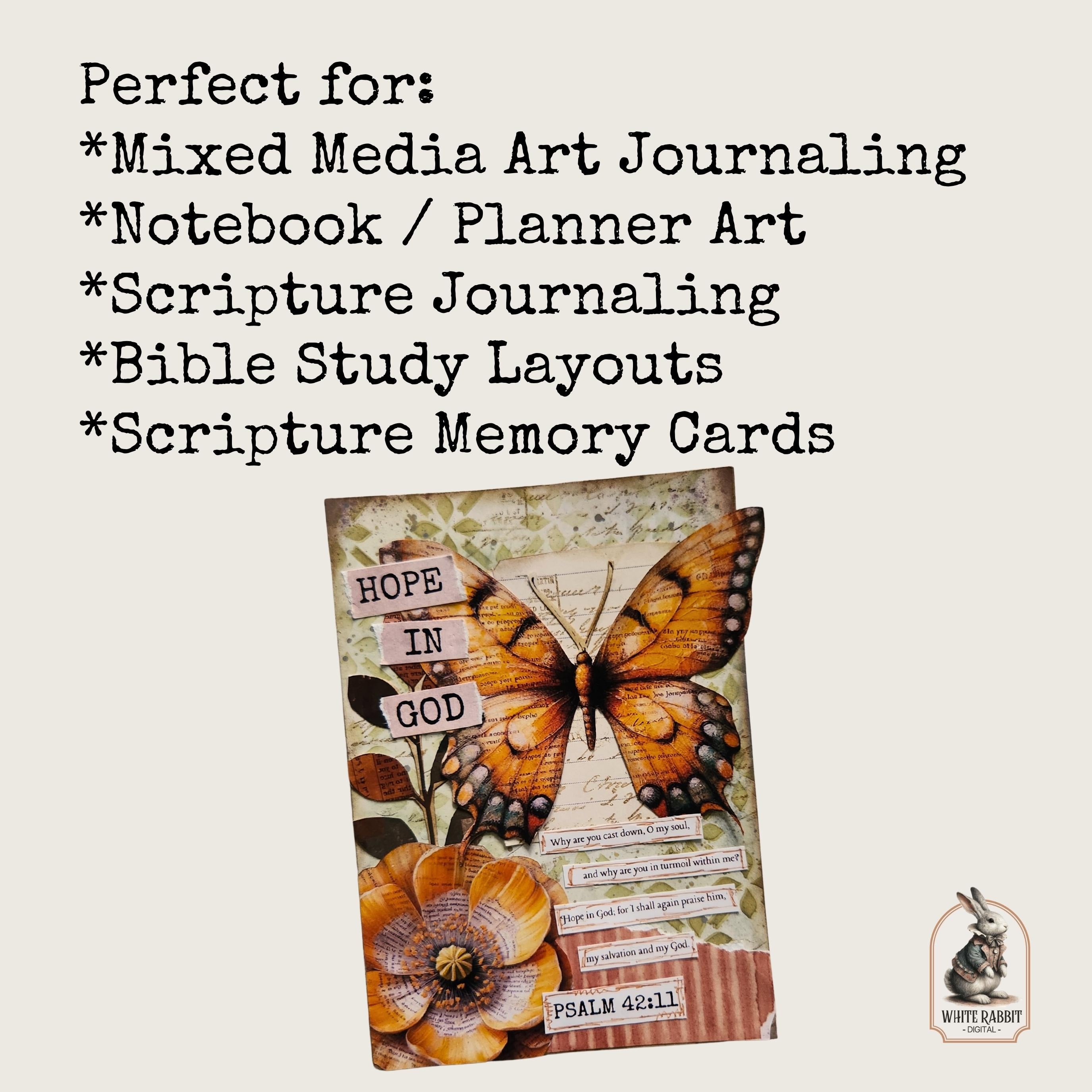 Scripture Cards Kit 1 - Instant Download - Fussy Cut Elements for Mixed Media