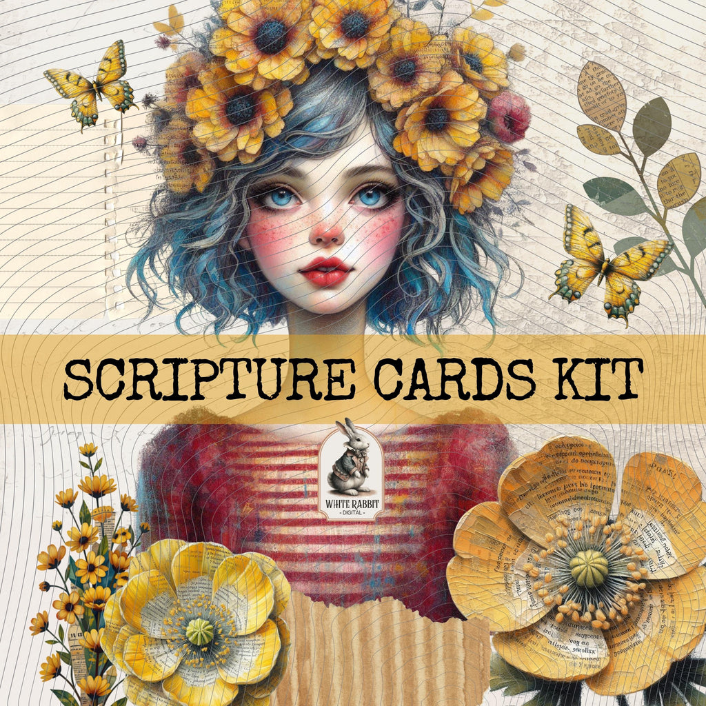 Scripture Cards Kit 1 - Instant Download - Fussy Cut Elements for Mixed Media