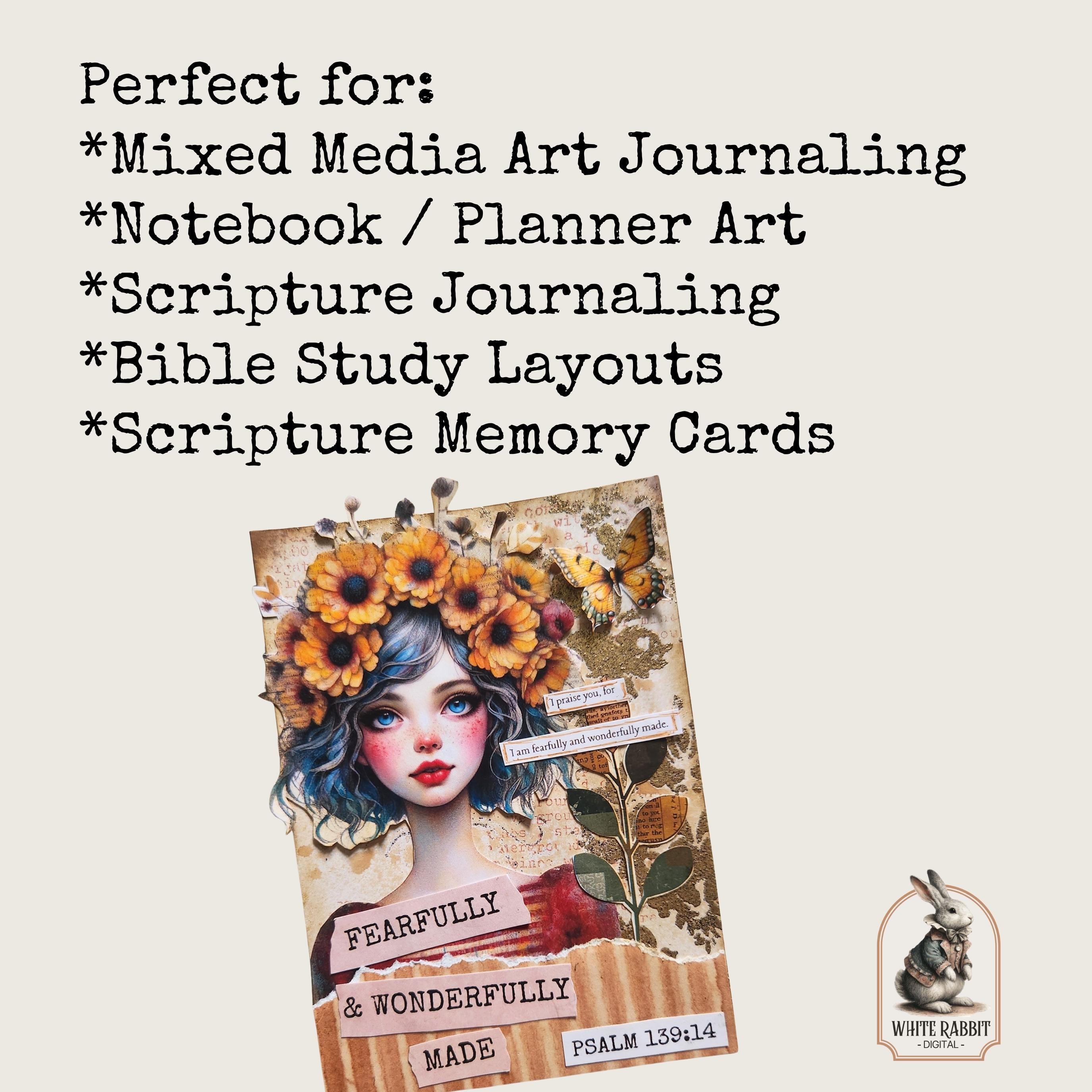 Scripture Cards Kit 1 - Instant Download - Fussy Cut Elements for Mixed Media