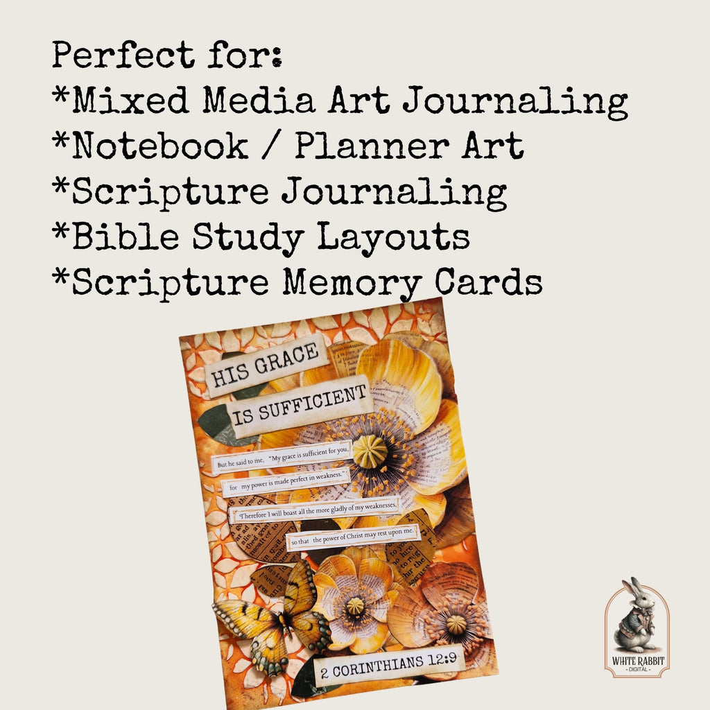 Scripture Cards Kit 1 - Instant Download - Fussy Cut Elements for Mixed Media