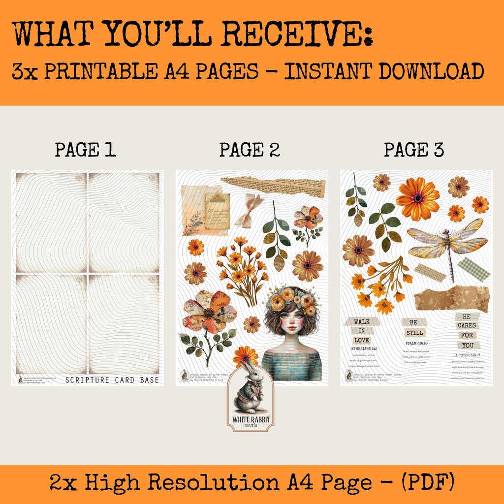 Scripture Cards Kit 2 - Instant Download - Fussy Cut Elements for Mixed Media