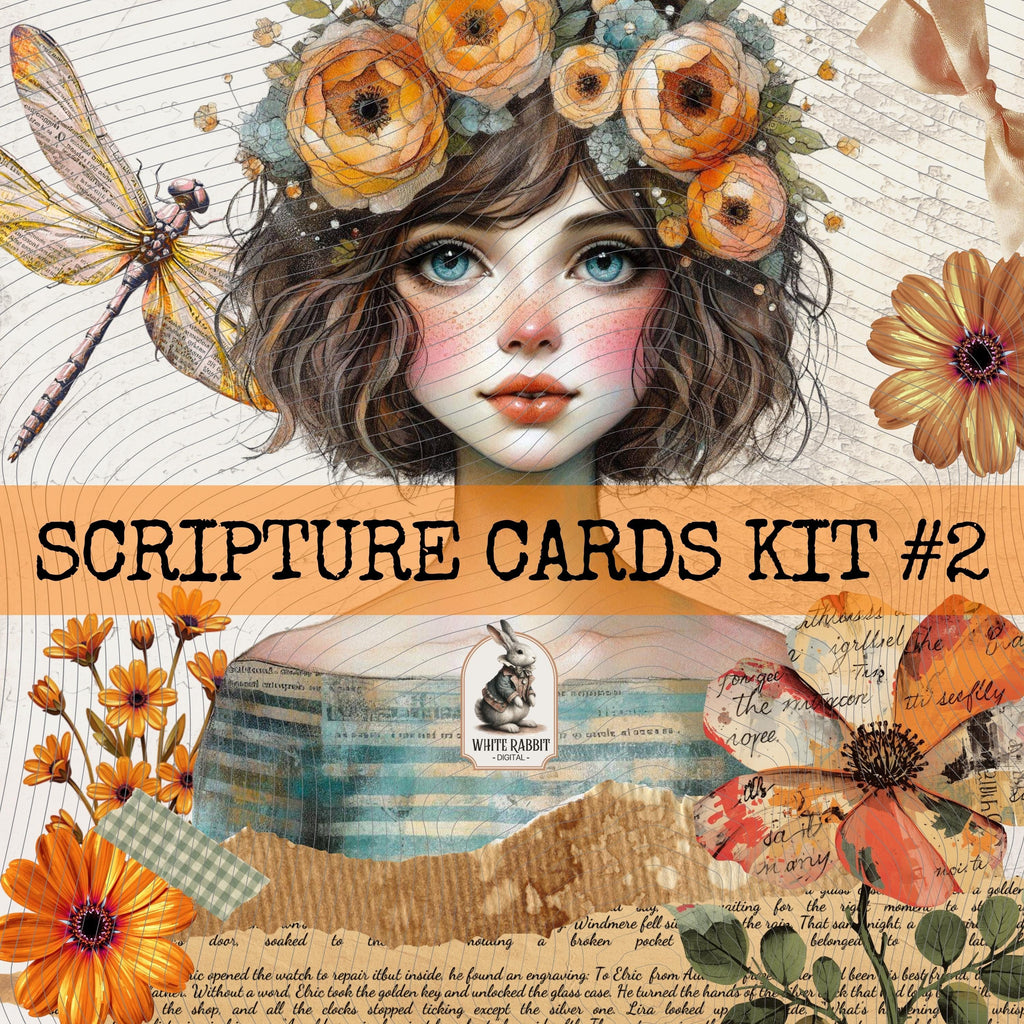 Scripture Cards Kit 2 - Instant Download - Fussy Cut Elements for Mixed Media