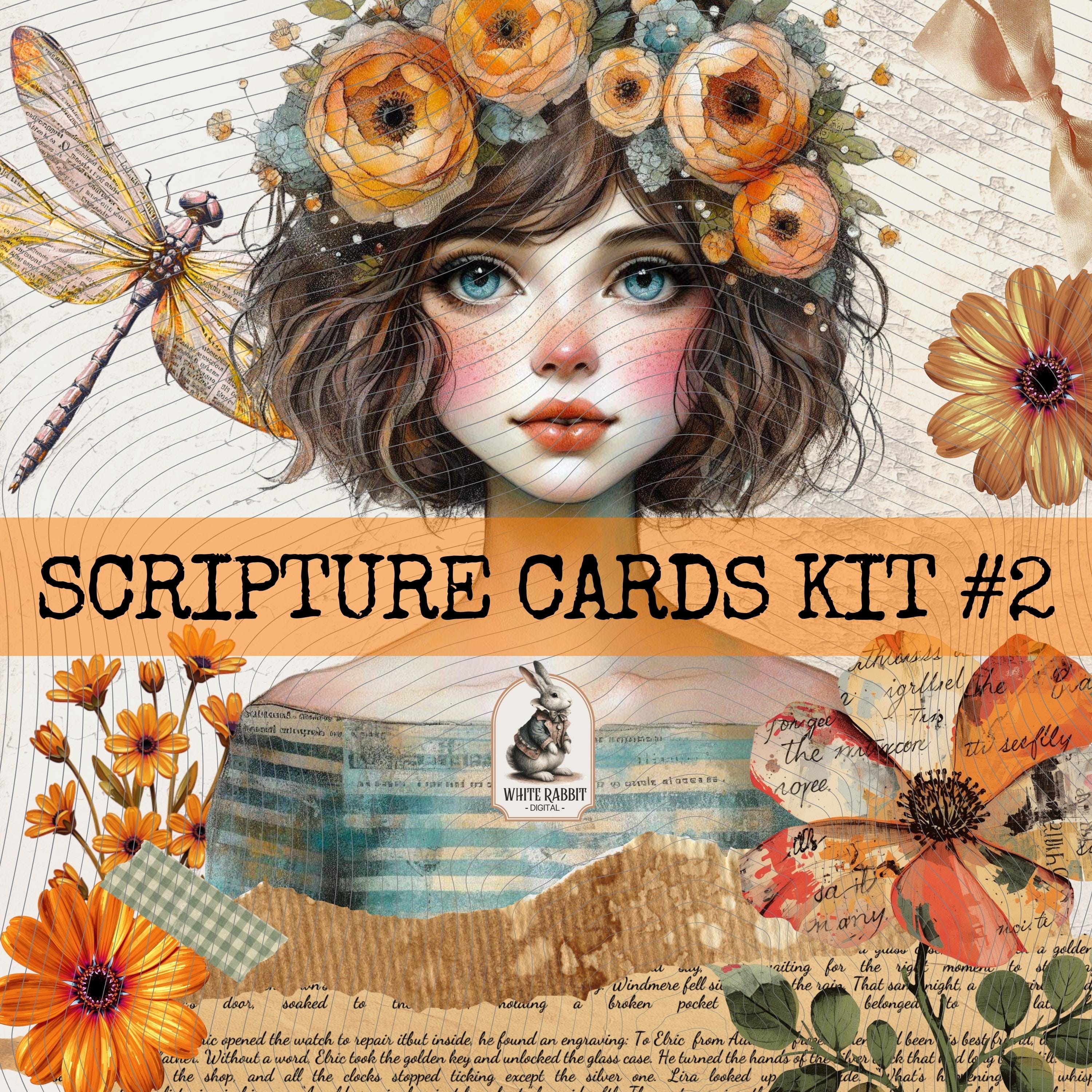 Scripture Cards Kit 2 - Instant Download - Fussy Cut Elements for Mixed Media