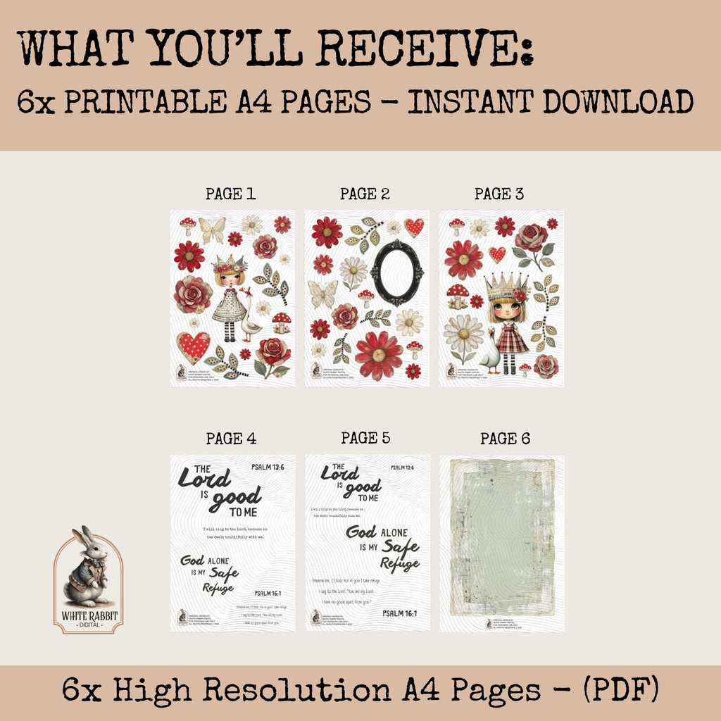 Psalm 13v6 & Psalm 16:1 Bible Journaling Kit, 6 Page Mini Cut Out Book