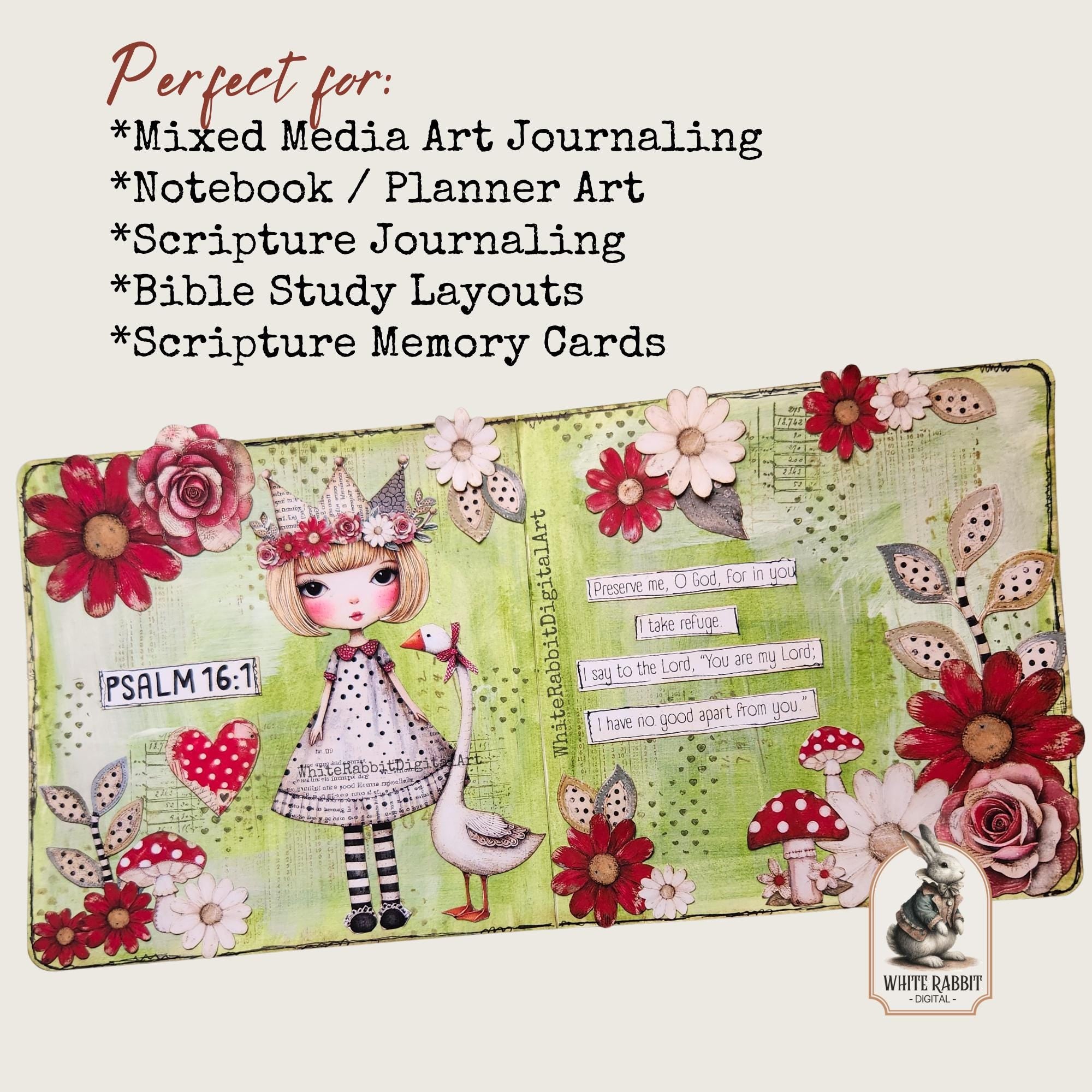 Psalm 13v6 & Psalm 16:1 Bible Journaling Kit, 6 Page Mini Cut Out Book