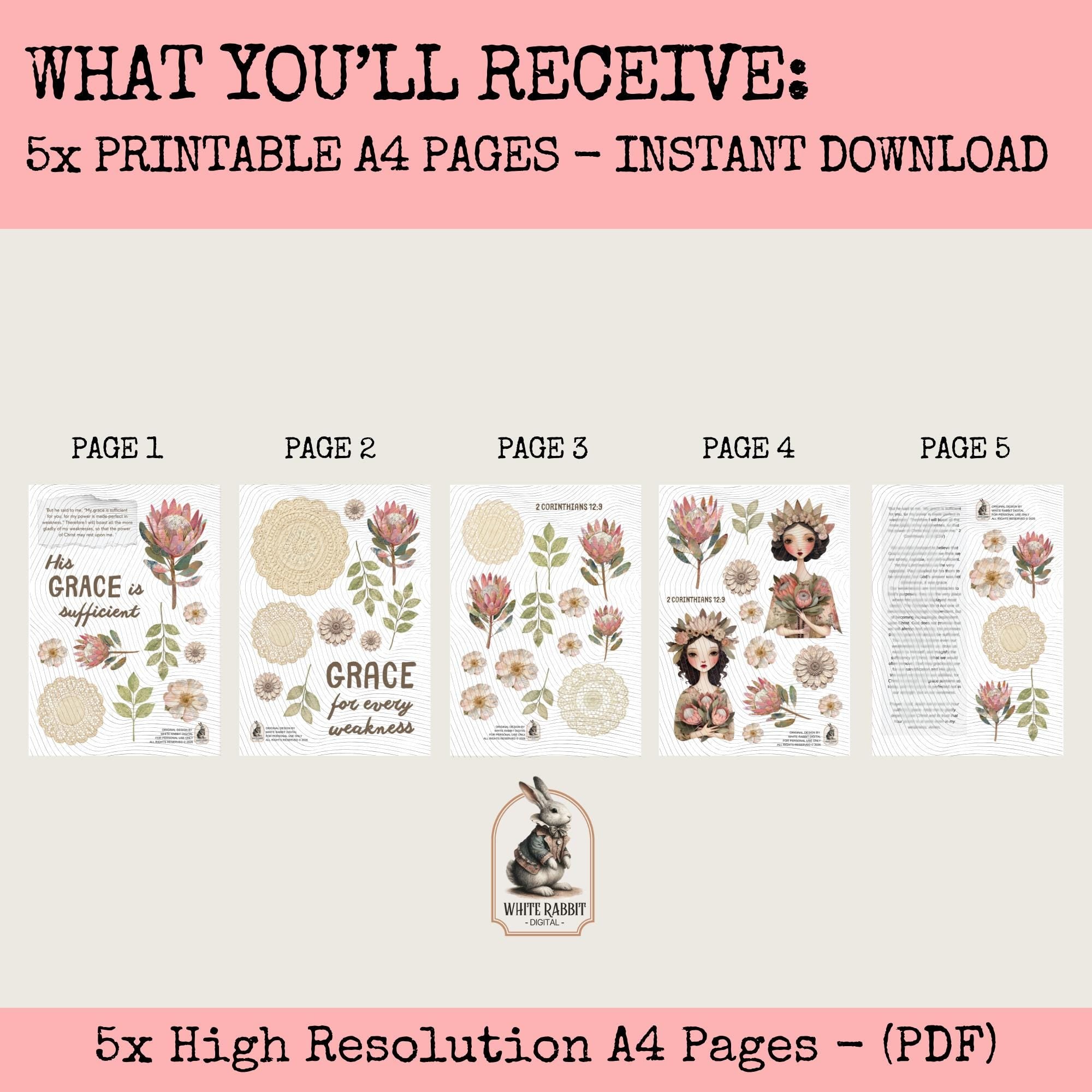 Mini Cut Out Book | Bible Journaling Kit | 2 Corinthians 12:9 (PDF)